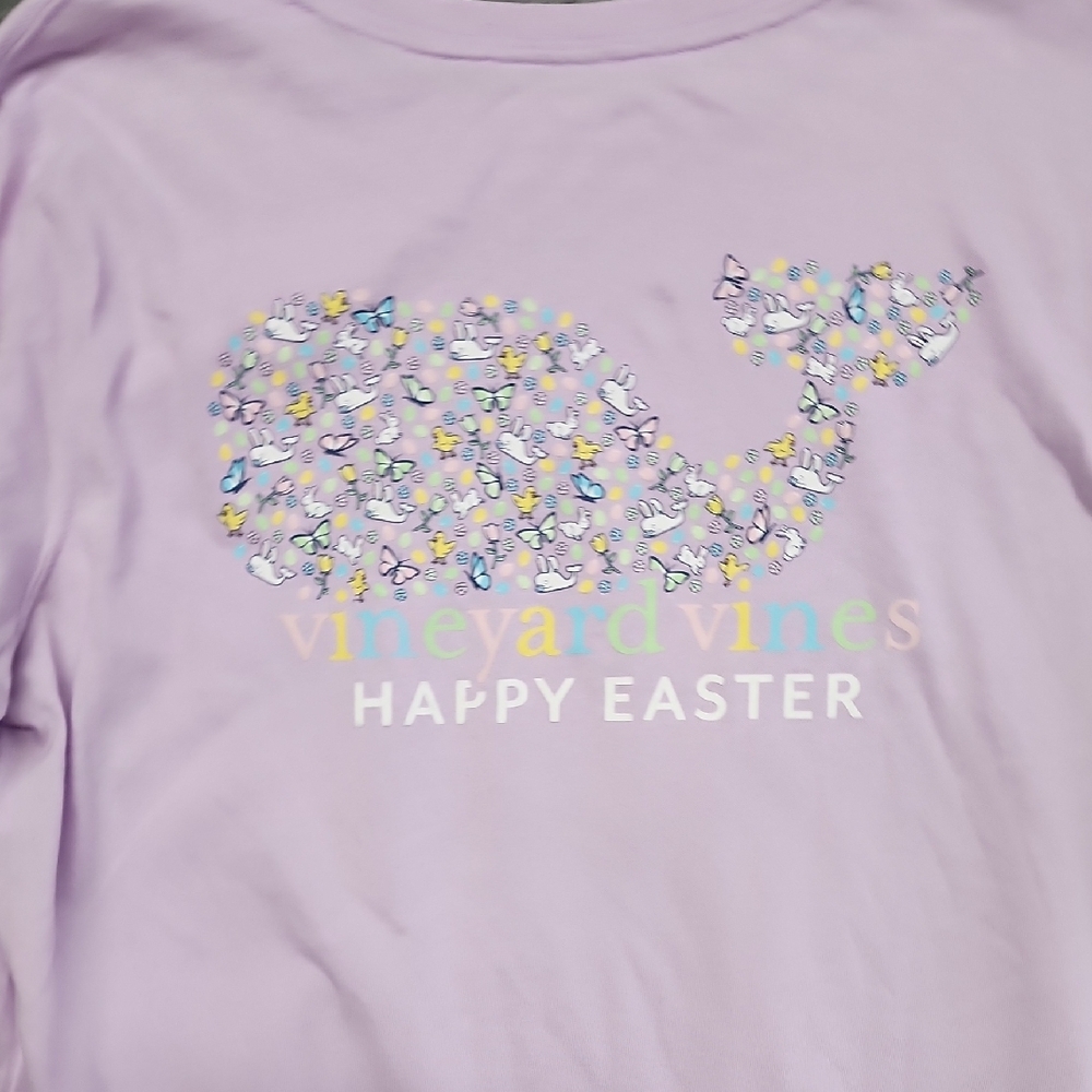 Vineyard Vines Lavender Long Sleeve purple Happy Easter Tee sz Medium - Picture 5 of 10